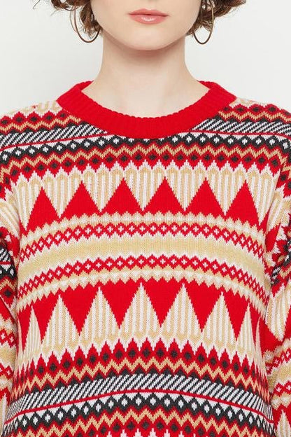 SMG Geometric Sweater With Round Neck