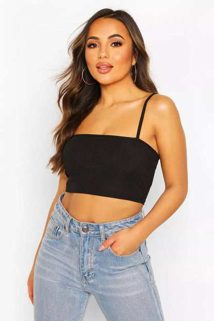 Rib Square Neck Crop Top